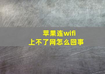 苹果连wifi上不了网怎么回事