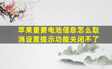 苹果重要电池信息怎么取消设置提示功能关闭不了