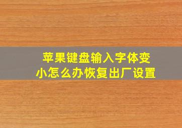 苹果键盘输入字体变小怎么办恢复出厂设置