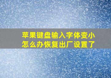 苹果键盘输入字体变小怎么办恢复出厂设置了