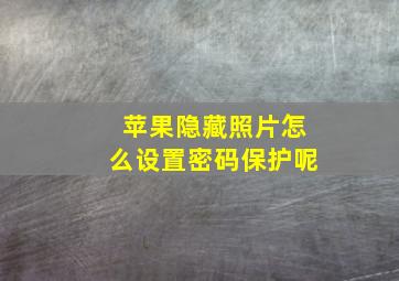 苹果隐藏照片怎么设置密码保护呢