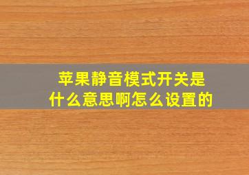 苹果静音模式开关是什么意思啊怎么设置的