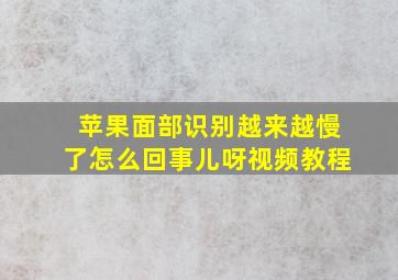 苹果面部识别越来越慢了怎么回事儿呀视频教程