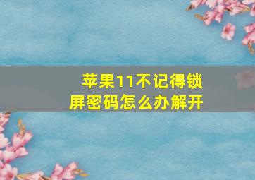 苹果11不记得锁屏密码怎么办解开