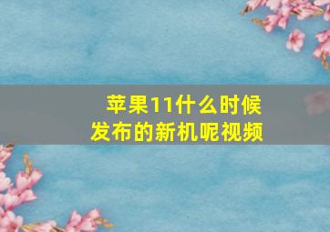 苹果11什么时候发布的新机呢视频