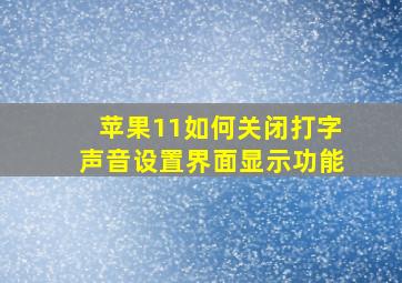 苹果11如何关闭打字声音设置界面显示功能