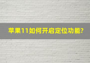 苹果11如何开启定位功能?