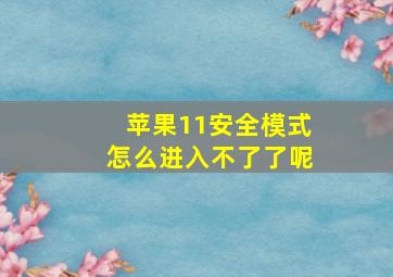 苹果11安全模式怎么进入不了了呢