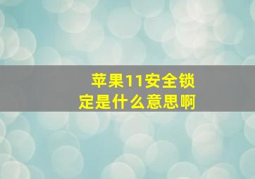 苹果11安全锁定是什么意思啊