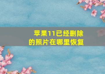 苹果11已经删除的照片在哪里恢复