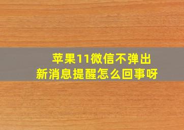 苹果11微信不弹出新消息提醒怎么回事呀