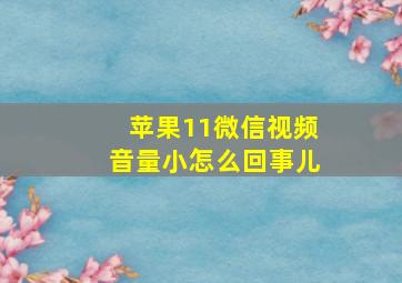 苹果11微信视频音量小怎么回事儿