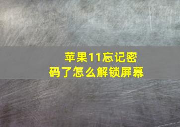 苹果11忘记密码了怎么解锁屏幕