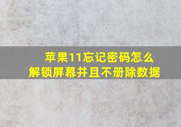 苹果11忘记密码怎么解锁屏幕并且不册除数据