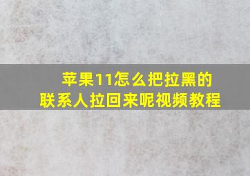 苹果11怎么把拉黑的联系人拉回来呢视频教程