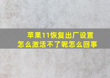 苹果11恢复出厂设置怎么激活不了呢怎么回事