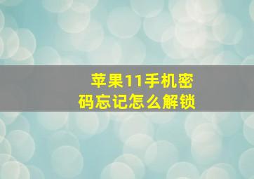 苹果11手机密码忘记怎么解锁