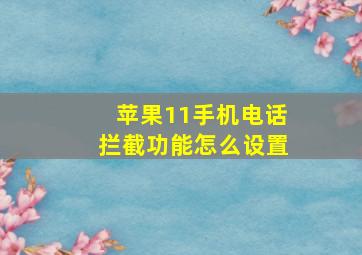 苹果11手机电话拦截功能怎么设置