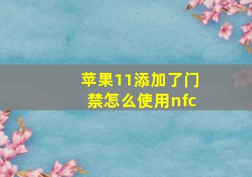 苹果11添加了门禁怎么使用nfc