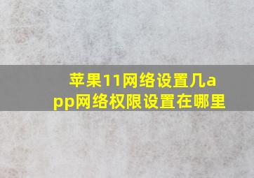 苹果11网络设置几app网络权限设置在哪里