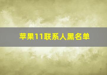 苹果11联系人黑名单