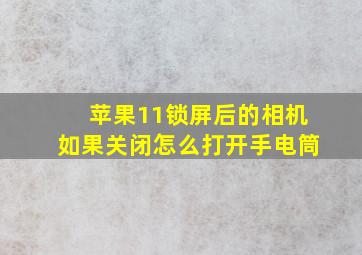 苹果11锁屏后的相机如果关闭怎么打开手电筒