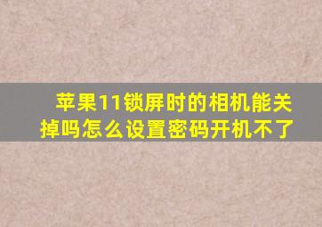 苹果11锁屏时的相机能关掉吗怎么设置密码开机不了