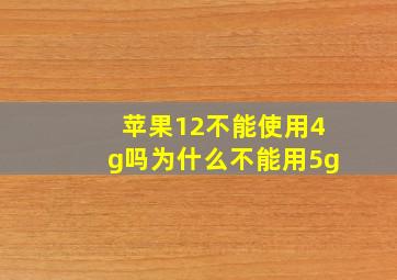 苹果12不能使用4g吗为什么不能用5g