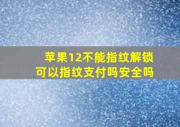 苹果12不能指纹解锁可以指纹支付吗安全吗