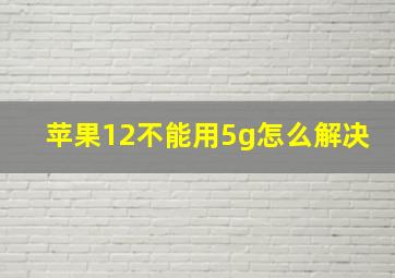 苹果12不能用5g怎么解决