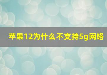 苹果12为什么不支持5g网络