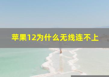 苹果12为什么无线连不上