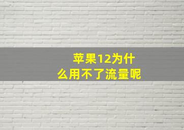 苹果12为什么用不了流量呢