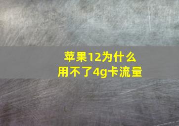 苹果12为什么用不了4g卡流量