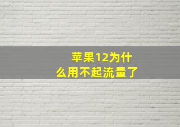 苹果12为什么用不起流量了