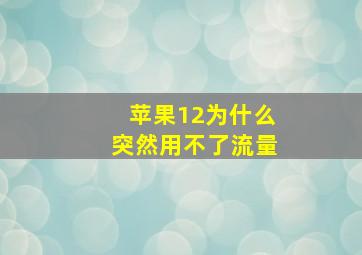 苹果12为什么突然用不了流量