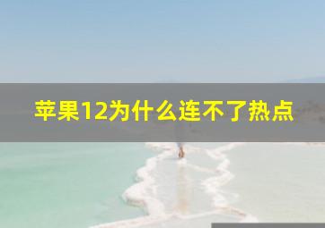 苹果12为什么连不了热点