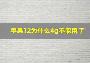 苹果12为什么4g不能用了