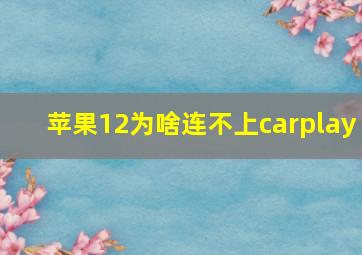 苹果12为啥连不上carplay