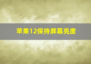 苹果12保持屏幕亮度