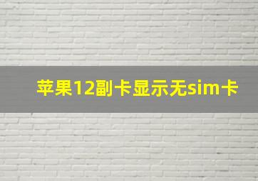 苹果12副卡显示无sim卡