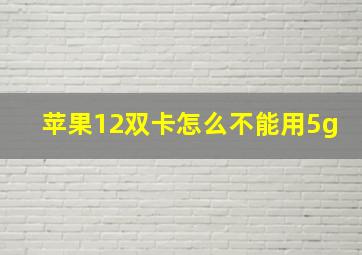 苹果12双卡怎么不能用5g