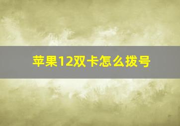 苹果12双卡怎么拨号