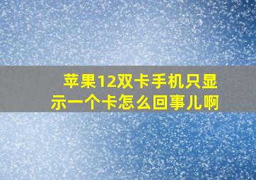 苹果12双卡手机只显示一个卡怎么回事儿啊