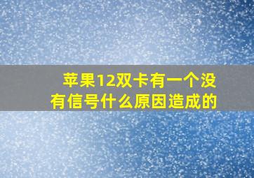 苹果12双卡有一个没有信号什么原因造成的