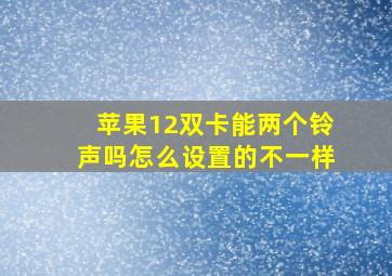 苹果12双卡能两个铃声吗怎么设置的不一样