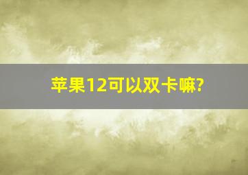 苹果12可以双卡嘛?