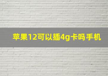 苹果12可以插4g卡吗手机