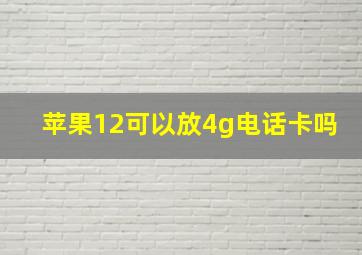 苹果12可以放4g电话卡吗