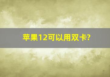 苹果12可以用双卡?